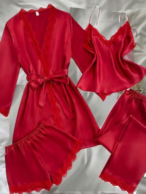 Pijama 4 piezas Florencia roja ♥️