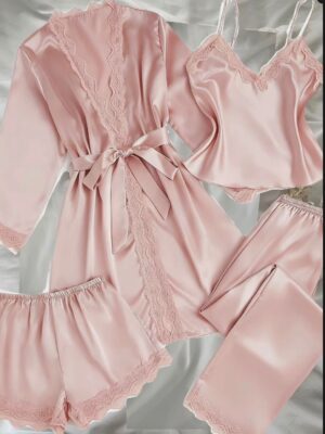 Pijama 4 piezas Florencia rosa 💕