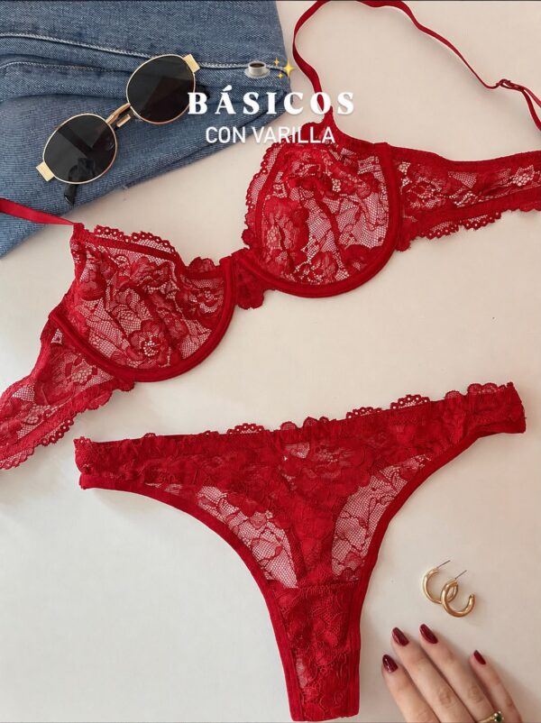 Set Básico encaje rojo ❤️