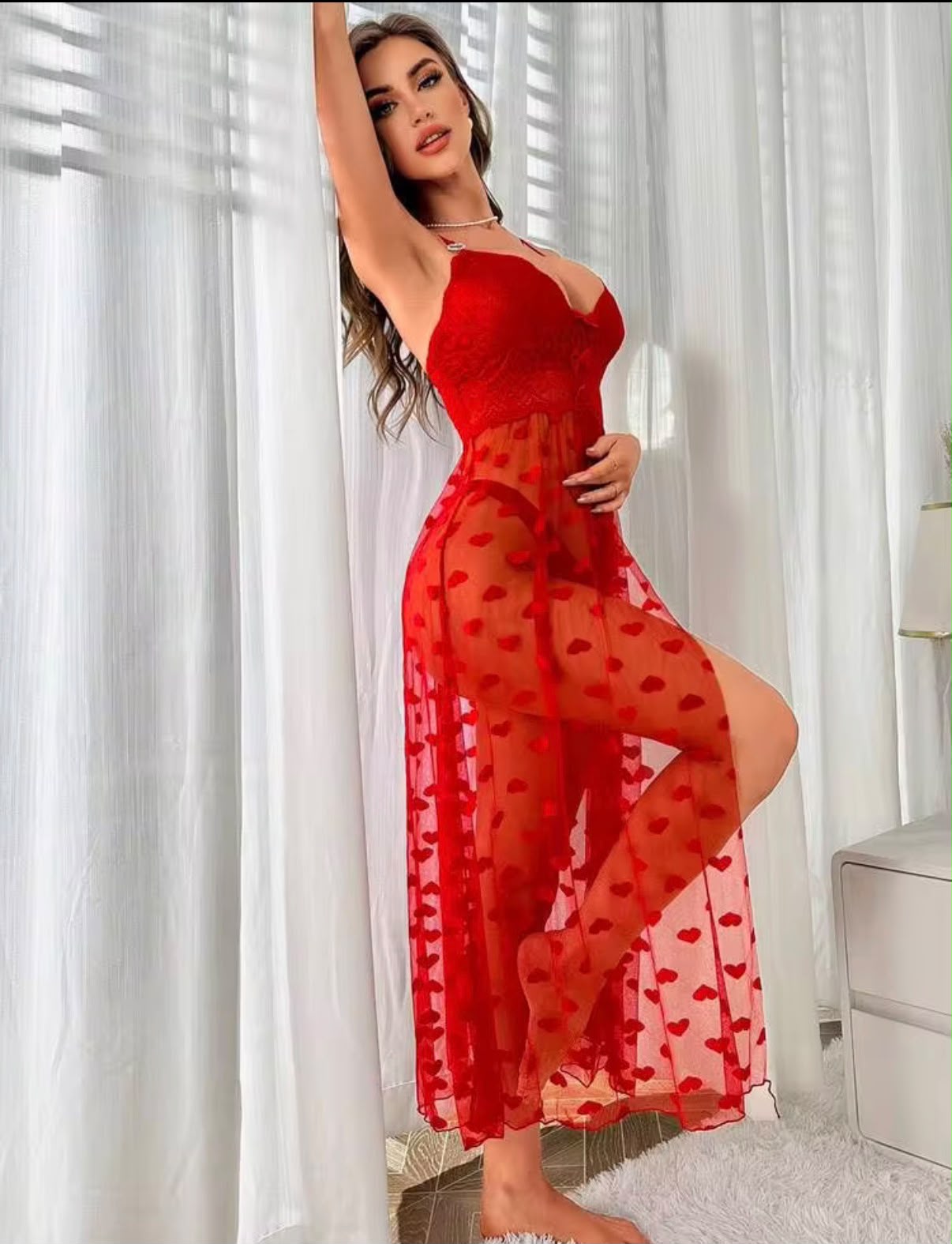 Baby doll largo corazones rojo san Valentín - Imagen 2