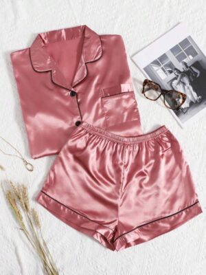 Pijama formal satinada rosa