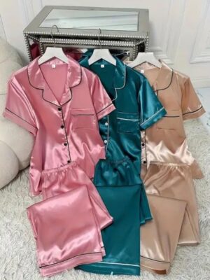 Paquete de 3 Pijamas rosa, verde y beigue